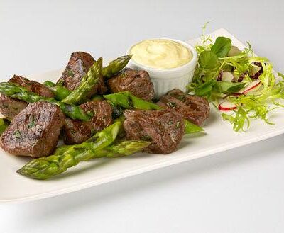 Grilled California Asparagus and Lamb with Mustard Aioli