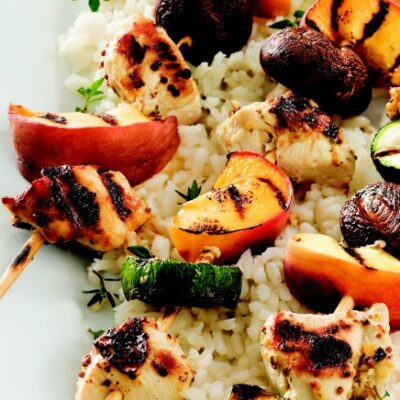 Grilled Chicken and Peach Kabobs