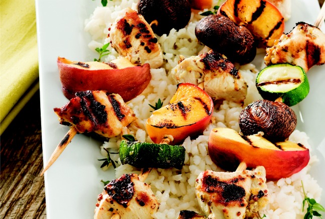 Grilled Chicken and Peach Kabobs