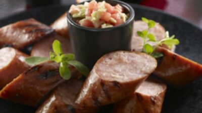 Grilled Kielbasa with Watermelon Relish