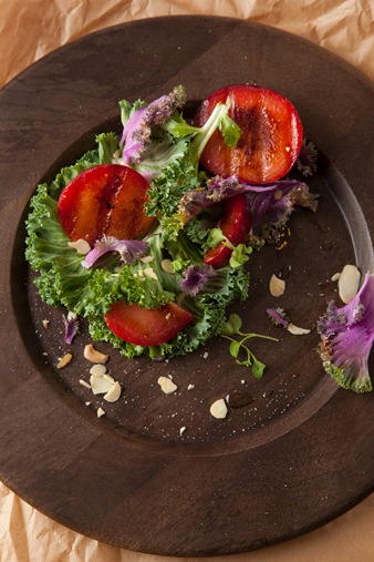 Grilled Plums with Kale Salad