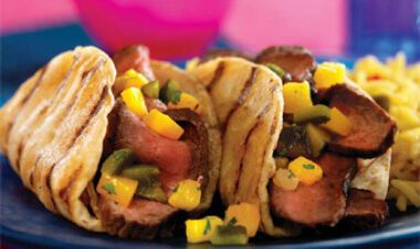 Grilled Steak Tacos with Poblano-Mango Salsa
