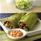 Grilled Szechuan Steak & Bok Choy Wraps with Spicy Peanut Mayonnaise
