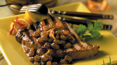 Grilled Tuna with California Golden Raisin Chutney (Muchee Kismis)