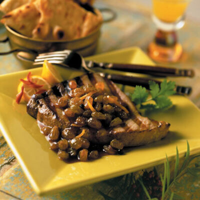Grilled Tuna with California Golden Raisin Chutney (Muchee Kismis)