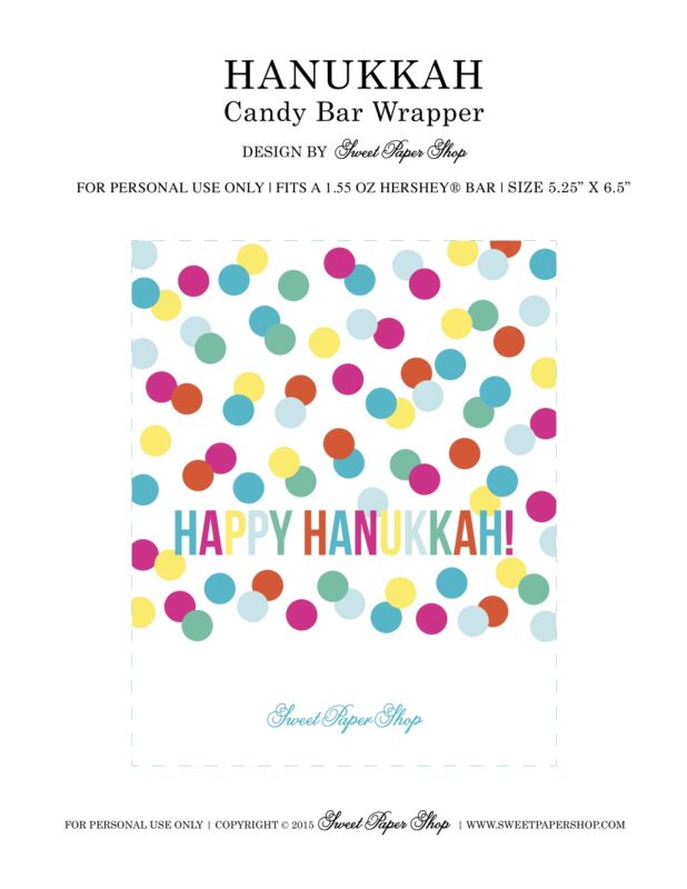 Printable Chanukah Candy Wrapper