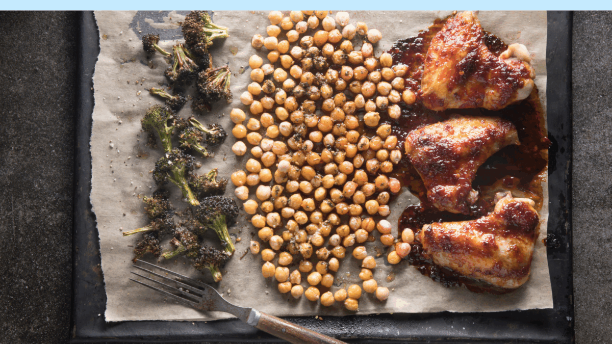 sheet pan harissa chicken wings dinner