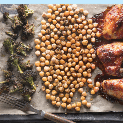 sheet pan harissa chicken wings dinner