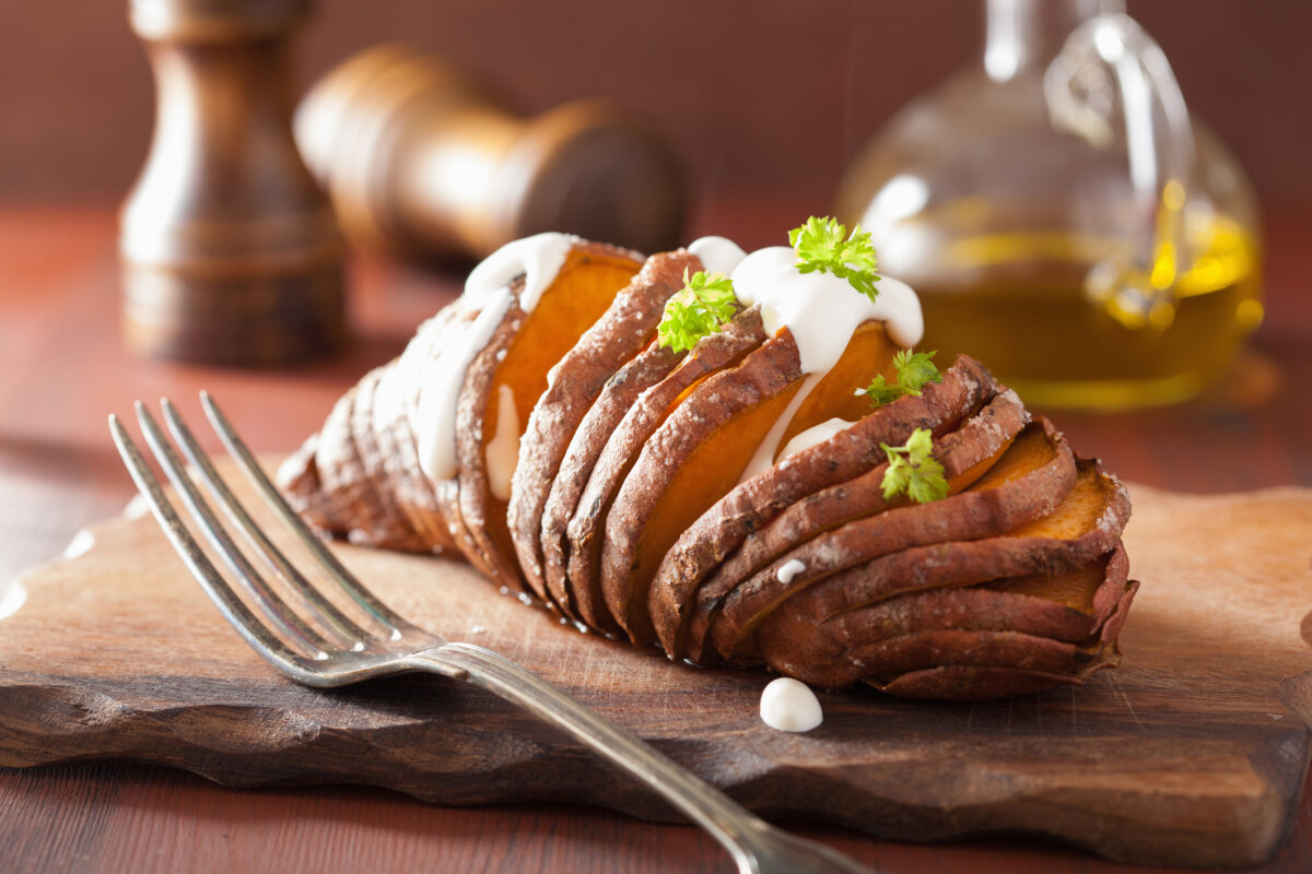 Hassleback sweet potatoes
