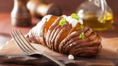 Hassleback sweet potatoes