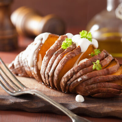 Hassleback sweet potatoes