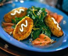 Herb Potato Fritters with Smoked Atlantic Salmon & Watercress