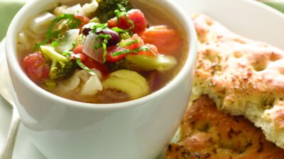 Herbed Focaccia and Minestrone