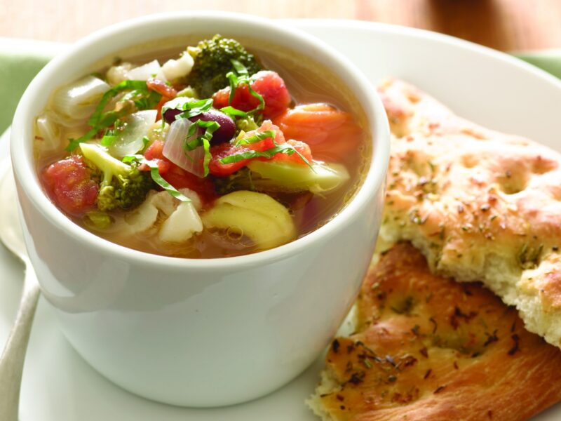 Herbed Focaccia and Minestrone