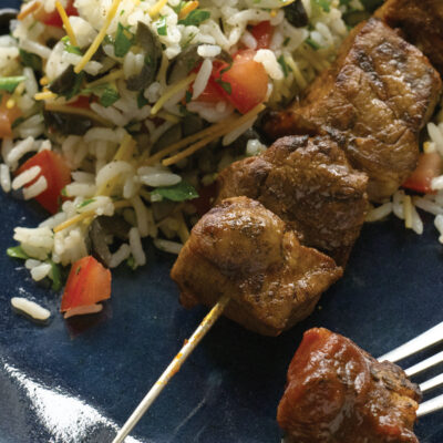 honey glazed skewered beedf_JG cookbook