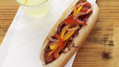 Hot-Dog with Peppers and Onions