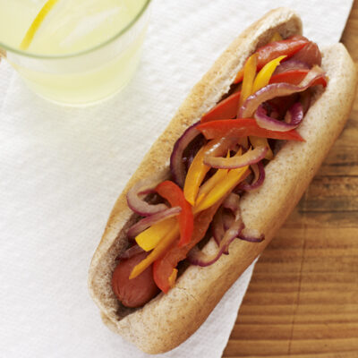 Hot-Dog with Peppers and Onions