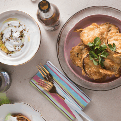 israeli beer battered eggplant tempura