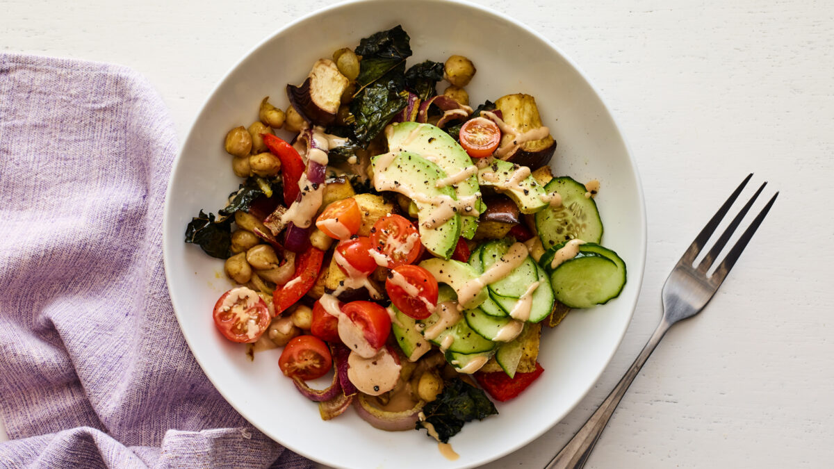 israeli sheet pan vegan power bowl