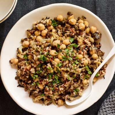 Israeli rice with lentils and chickpeas