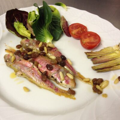 Italian Fish with Raisins and pine nuts