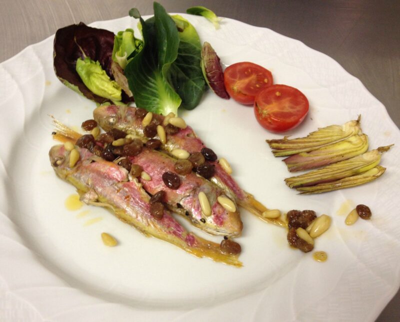 Italian Fish with Raisins and pine nuts