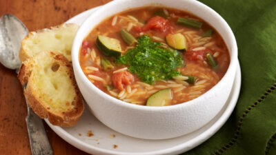 Italian Vegetable Soup with Cheese Bread