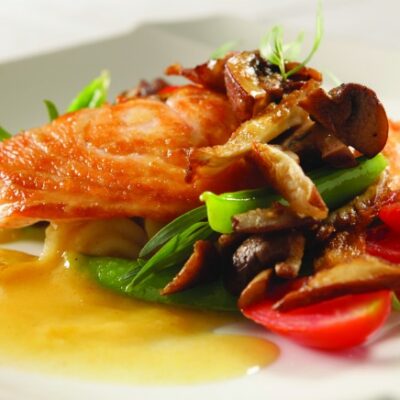 Jeff Nathan's Pan Roasted Salmon with Summer Vegetables