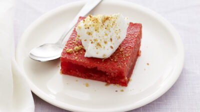 creamy raspberry jello square