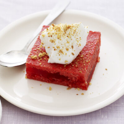creamy raspberry jello square