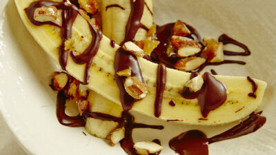 Almond Milk Chocolate Sauce Bananas Sugar and spice almonds