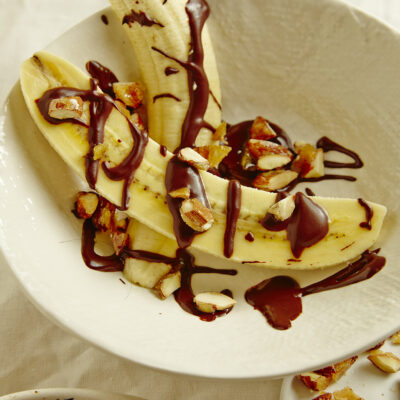 Almond Milk Chocolate Sauce Bananas Sugar and spice almonds