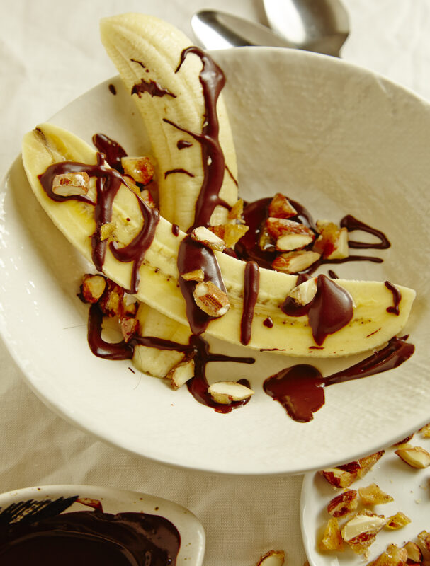 Almond Milk Chocolate Sauce Bananas Sugar and spice almonds