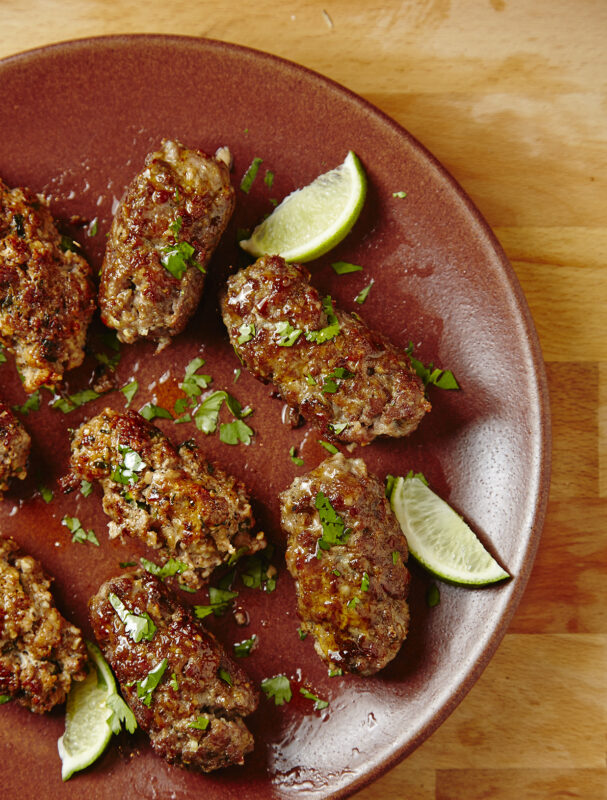 lamb kebobs with fresh mint and cilantro