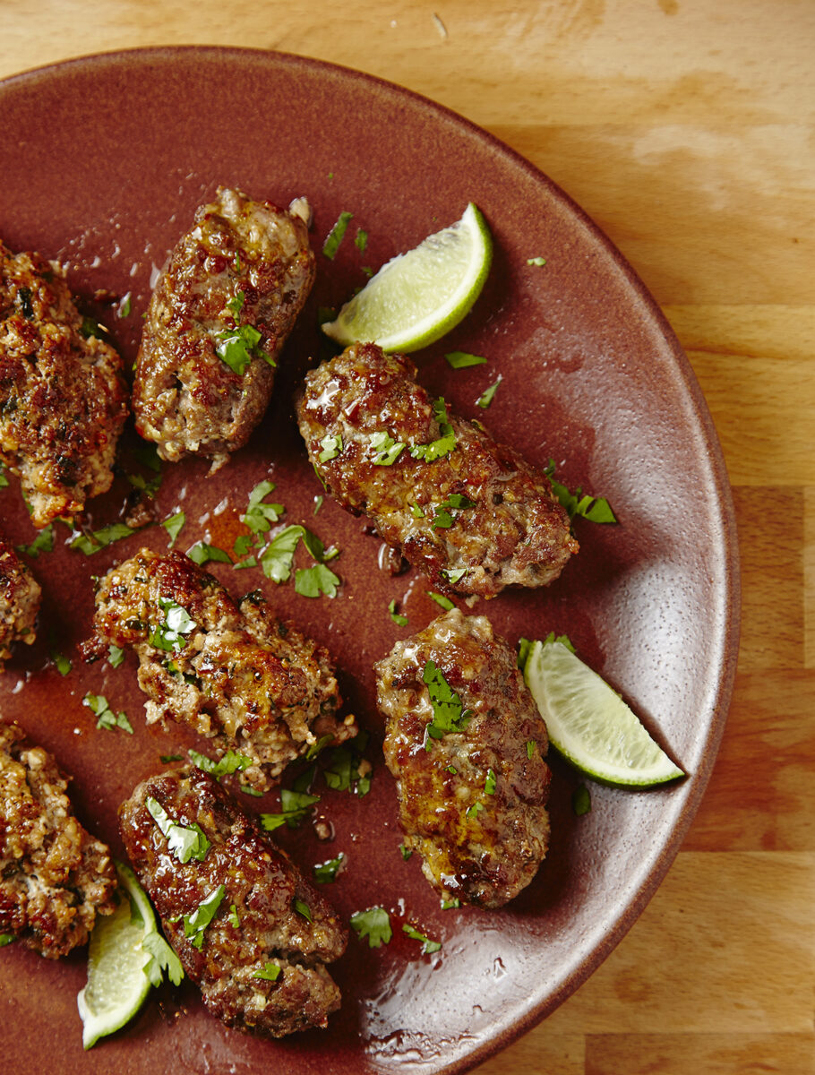 lamb kebobs with fresh mint and cilantro