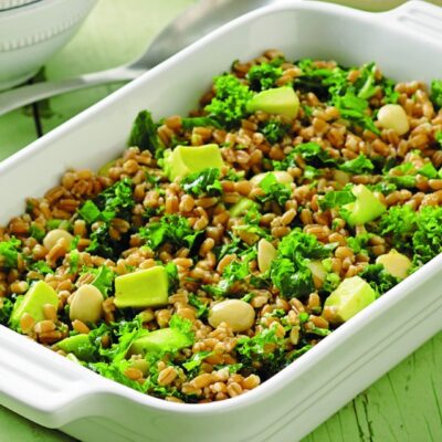 kale farro avocado salad