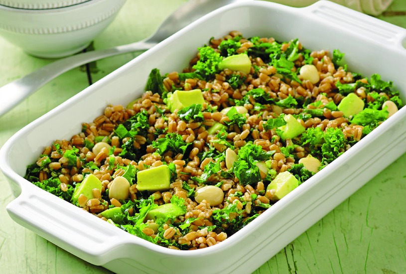kale farro avocado salad