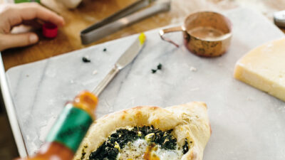 kale khachapuri bread