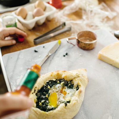 kale khachapuri bread