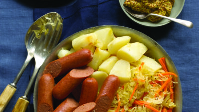 Knockwurst with Sauerkraut and Potatoes