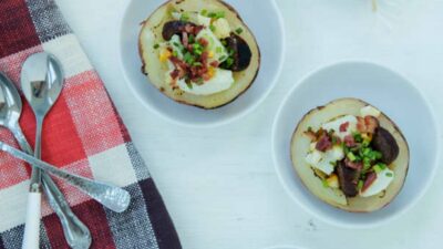 Kosher Sausage and Bacon Stuffed Potato