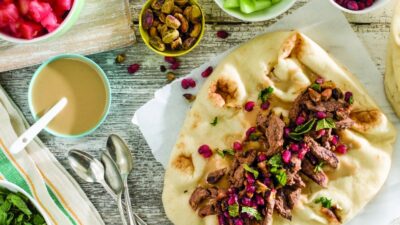 Lamb Shawarma with Pomegranate Mint Salsa