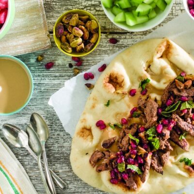 Lamb Shawarma with Pomegranate Mint Salsa