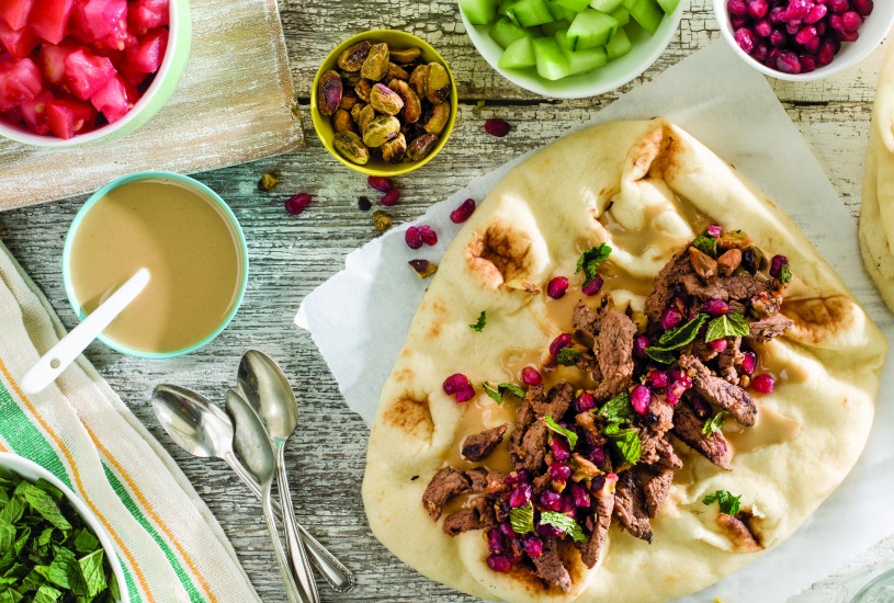 Lamb Shawarma with Pomegranate Mint Salsa