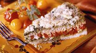 Layered Rice Pesto And Pepper Bake