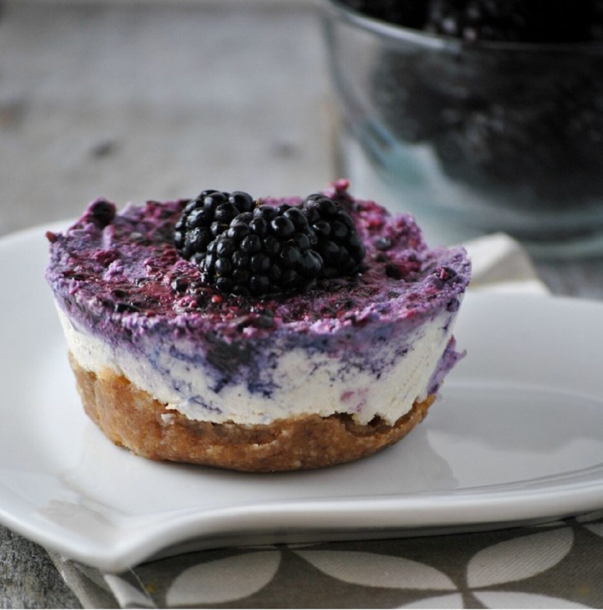 Lemon Blackberry Cashew Cheesecake