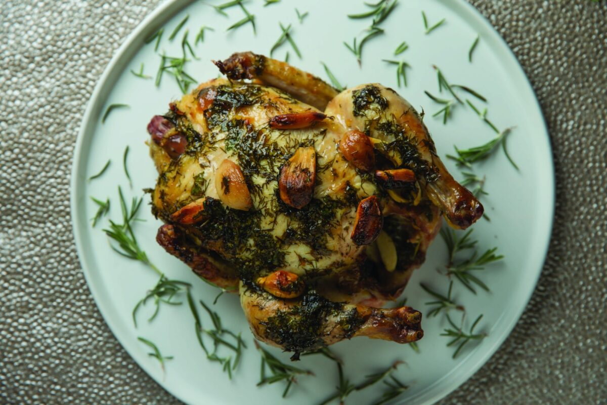 Lemon Herb Chicken with Roasted Garlic