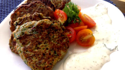 Spinach and Bulgarit (feta) Quinoa Cashew Patties