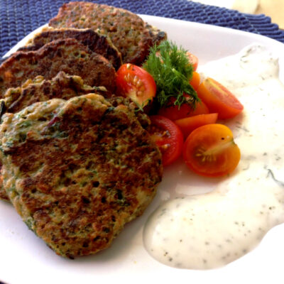 Spinach and Bulgarit (feta) Quinoa Cashew Patties