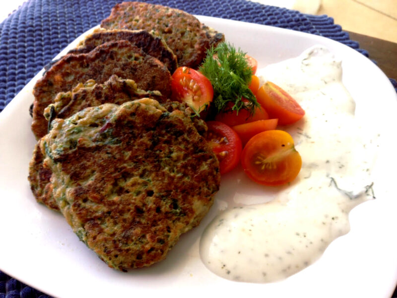 Spinach and Bulgarit (feta) Quinoa Cashew Patties